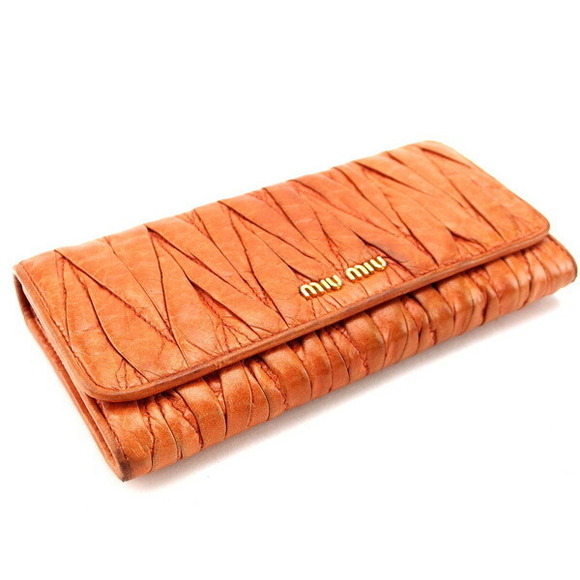 Miu Miu Long Wallet Bi-fMatelasse Long Wallet T14980 Orange - Picture 3 of 7